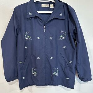 kenneth too Navy Blue Embroidered golf Jacket